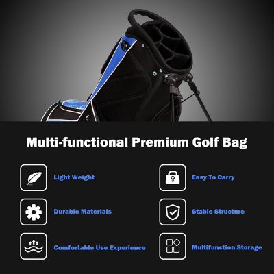 Costway Golf Stand Cart Bag Club w/6 Way Divider Carry Organizer Pockets Storage Blue Image 3