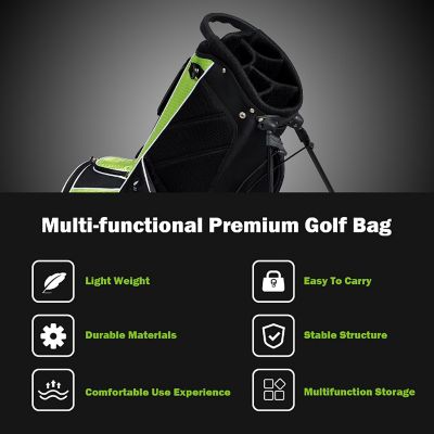 Costway Golf Stand Cart Bag Club w/6 Way Divider Carry Organizer Pockets Storage Green Image 3