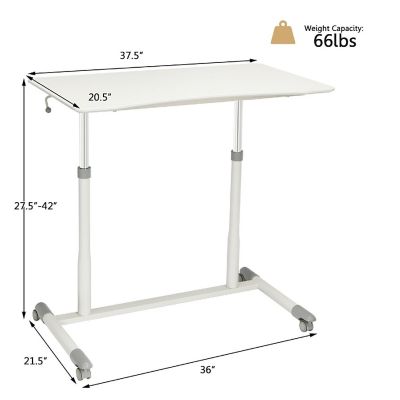 Costway Height Adjustable Computer Desk Sit to Stand Rolling Notebook Table Portable Image 1