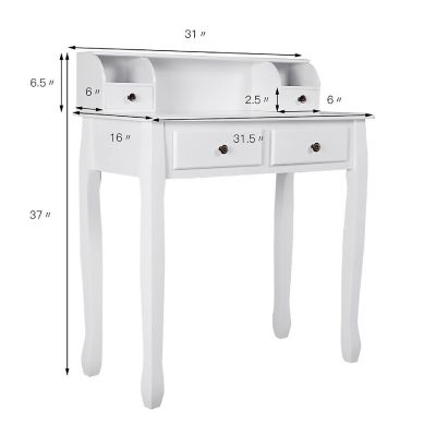 Costway Home Office Computer Desk Writing Desk with 4 Drawer White Image 3