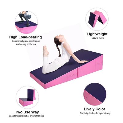 Costway Incline Gymnastic Pad Folding Wedge Ramp Gym Fitness Exercise Sport Tumbling Mat Image 3