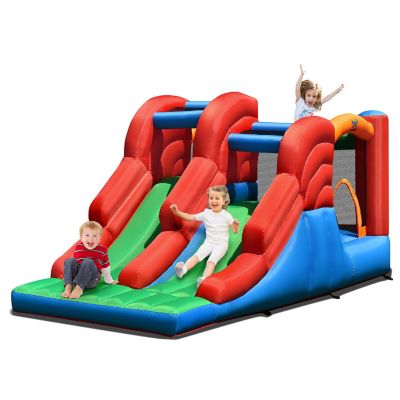Costway Inflatable Bounce House 3-in-1 Dual Slides Jumping Castle Bouncer without Blower Image 1