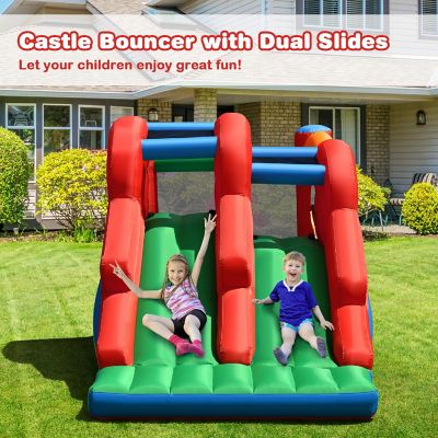 Costway Inflatable Bounce House 3-in-1 Dual Slides Jumping Castle Bouncer without Blower Image 1
