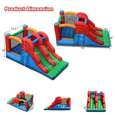 Costway Inflatable Bounce House 3-in-1 Dual Slides Jumping Castle Bouncer without Blower Image 2