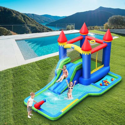 Costway Inflatable Bouncer Climbing Slide Bounce House Water Park BallPit Without Blower Image 3