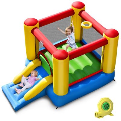 Costway Inflatable Bouncer Kids Bounce House Jumping Castle Slide with 480W Blower Image 1