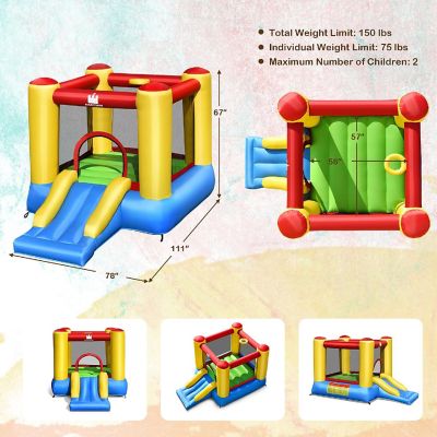 Costway Inflatable Bouncer Kids Bounce House Jumping Castle Slide with 480W Blower Image 3