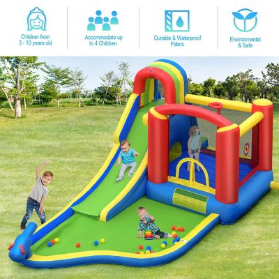 Costway Inflatable Kid Bounce House Slide Climbing Splash Pool Jumping Castle Image 3