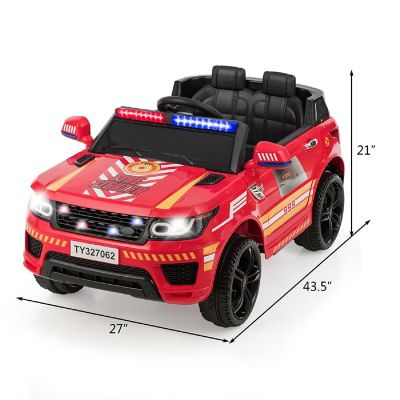 Costway Kids 12V Electric Ride On Car Police Car with Remote Control  Lights/Sounds Red Image 2