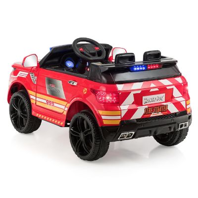 Costway Kids 12V Electric Ride On Car Police Car with Remote Control  Lights/Sounds Red Image 3