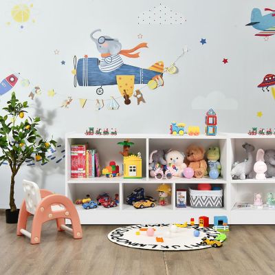 Costway Kids 2-Shelf Bookcase 5-Cube Wood Toy Storage Cabinet Organizer White Image 2