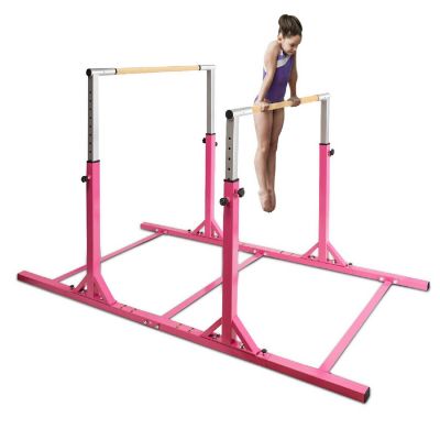 Costway Kids Gymnastics Parallel Bars Double Horizontal Bars Adjustable Width Height Image 1