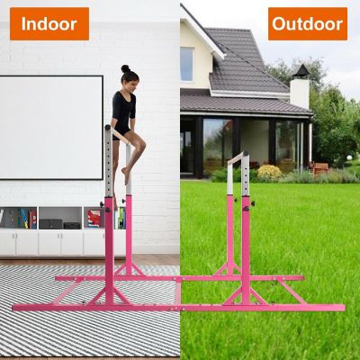 Costway Kids Gymnastics Parallel Bars Double Horizontal Bars Adjustable Width Height Image 2