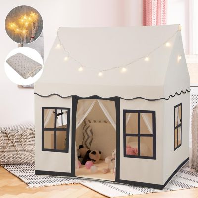 Costway Kids Play Castle Tent Large Playhouse Toys Gifts w/ Star Lights Washable Mat Image 1