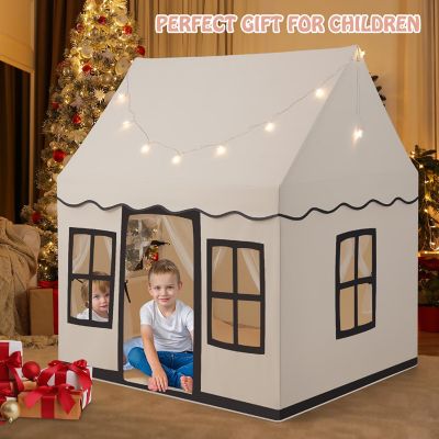 Costway Kids Play Castle Tent Large Playhouse Toys Gifts w/ Star Lights Washable Mat Image 3