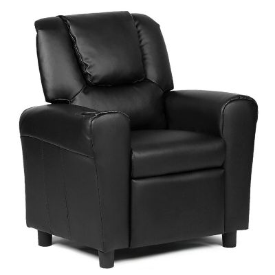 Costway Kids Recliner Armchair Children's Furniture Sofa Seat Couch Chair w/Cup Holder Black Image 1