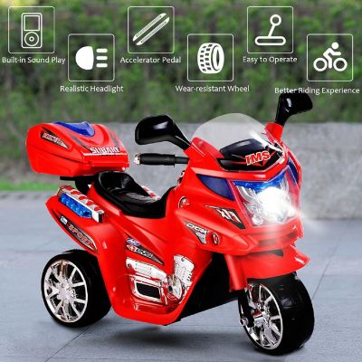 Costway Kids Ride On Motorcycle 3 Wheel 6V Battery Powered Electric Toy Power Bicycle Red Image 2