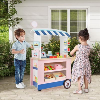 Costway Kids Snacks & Sweets Food Cart Kids Toy Cart Play Set with 30 PCS Accessories Image 2