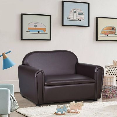 Costway Kids Sofa Armrest Chair Lounge Couch Wood Construction Storage Box Living Room Image 1