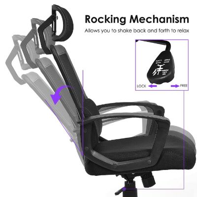 Costway Mesh Office Chair High Back Ergonomic Swivel Chair w/ Lumbar Support & Headrest Image 3