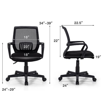 Costway Mid-Back Office  Executive Chair Mesh Chair Height Adjustable  w/ Lumbar Support Image 2