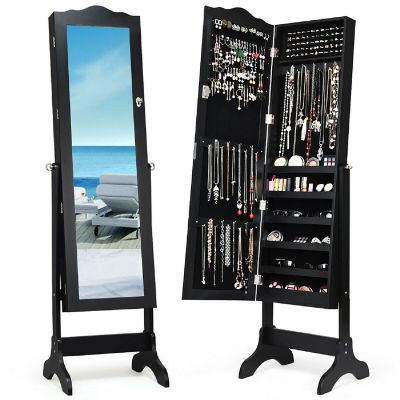 Costway Mirrored Jewelry Cabinet Mirror Organizer Storage Box Stand Image 1