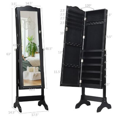 Costway Mirrored Jewelry Cabinet Mirror Organizer Storage Box Stand Image 1