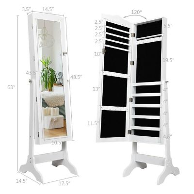 Costway Mirrored Jewelry Cabinet Organizer Storage Box White Image 1