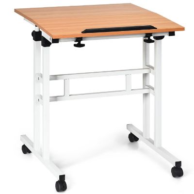 Costway Mobile Standing Desk Height Adjustable Sit Stand Workstation Stand Up Desk 2in1 Image 1