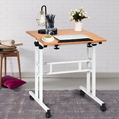 Costway Mobile Standing Desk Height Adjustable Sit Stand Workstation Stand Up Desk 2in1 Image 1