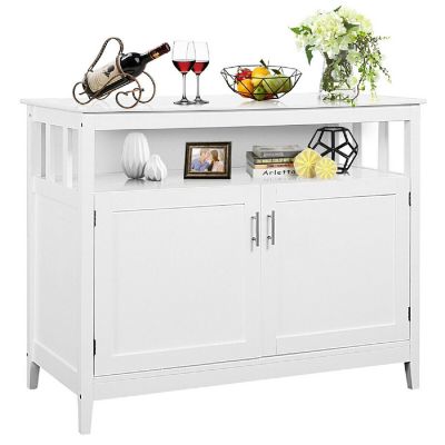 Costway Modern Kitchen Storage Cabinet Buffet Server Table 36" Sideboard Dining Wood White Image 1