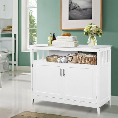 Costway Modern Kitchen Storage Cabinet Buffet Server Table 36" Sideboard Dining Wood White Image 3