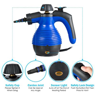Costway Multifunction Portable Steamer Household Steam Cleaner 1050W W/Attachments Blue Image 3