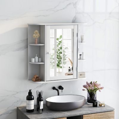 Costway Multipurpose Mount Wall Surface Bathroom Storage Cabinet Mirror White Image 1