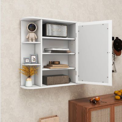 Costway Multipurpose Mount Wall Surface Bathroom Storage Cabinet Mirror White Image 3