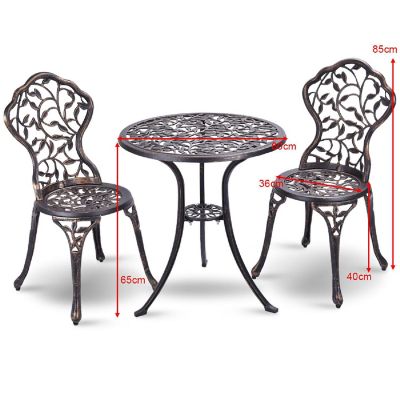 Costway Outdoor Patio Furniture leaf Design Cast Aluminum Bistro Set Antique Copper Image 1