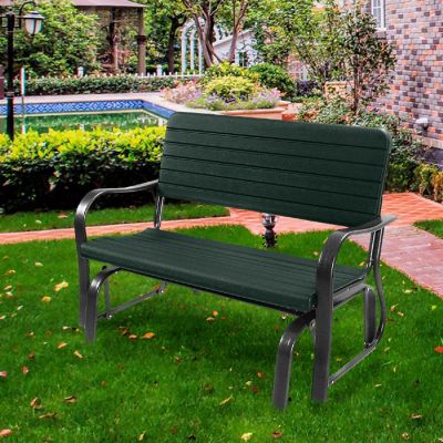 Costway Outdoor Patio Swing Porch Rocker Glider Bench Loveseat Garden Seat Steel Image 1