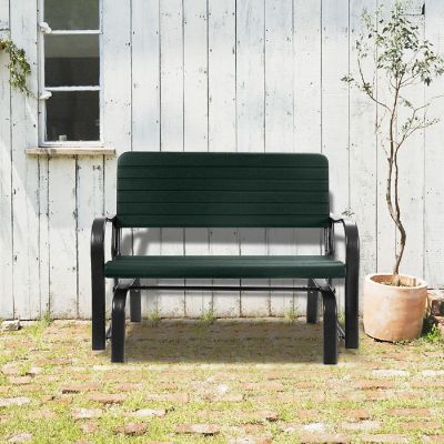 Costway Outdoor Patio Swing Porch Rocker Glider Bench Loveseat Garden Seat Steel Image 2