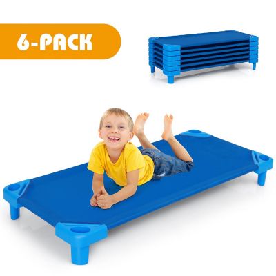 Costway Pack of 6 Kids Stackable Naptime Cot 52'' L x 23'' W Daycare Rest Mat Image 1