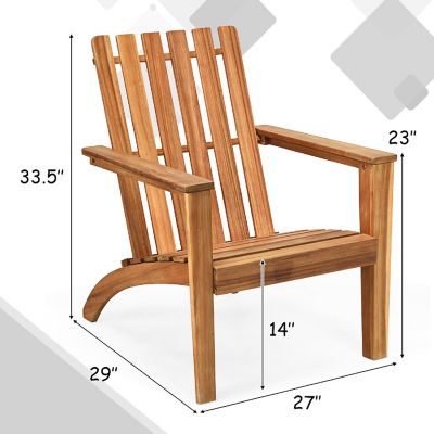 Costway Patio Acacia Wood Adirondack Chair Lounge Armchair Durable Outdoor Garden Yard Image 2