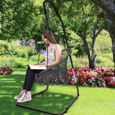 Costway Patio Adjustable 77" to 93" Hammock Chair Stand Hanging Chair Stand Image 1