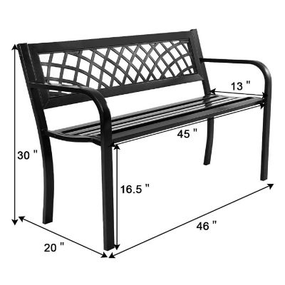 Costway Patio Park Garden Bench Porch Path Chair Outdoor Deck Steel Frame Image 1