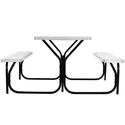 Costway Picnic Table Bench Set Outdoor Backyard Patio Garden Party Dining All Weather White Image 2