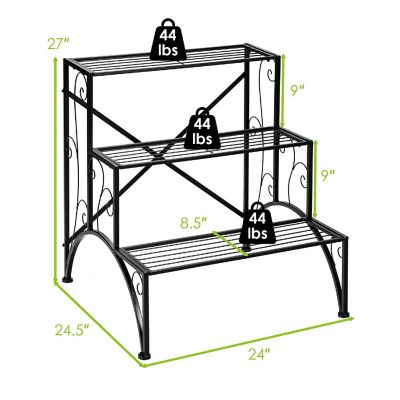 Costway Plant Rack 3-Tier Metal Plant Stand Garden Shelf Stair Style Decorative Image 1