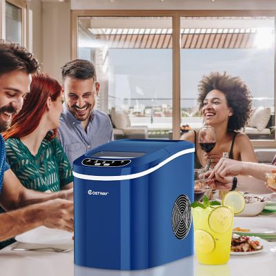 Costway Portable Compact Electric Ice Maker Machine Mini Cube 26lb/Day ABS Navy Image 3