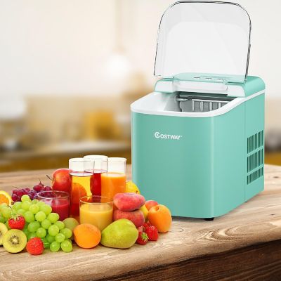 Costway Portable Ice Maker Machine Countertop 26LBS/24H LCD Display w/Ice Scoop Green Image 1