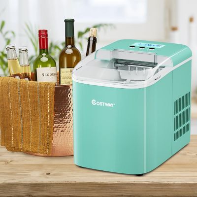 Costway Portable Ice Maker Machine Countertop 26LBS/24H LCD Display w/Ice Scoop Green Image 3