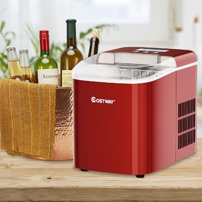 Costway Portable Ice Maker Machine Countertop 26LBS/24H LCD Display w/Ice Scoop Red Image 3
