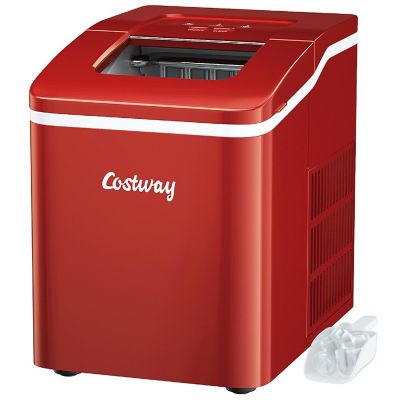 Costway Portable Ice Maker Machine Countertop 26Lbs/24H Self-cleaning w/ Scoop Red Image 1
