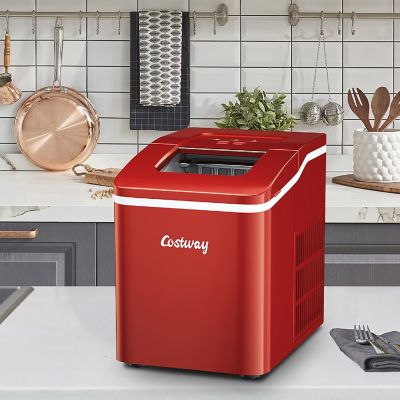 Costway Portable Ice Maker Machine Countertop 26Lbs/24H Self-cleaning w/ Scoop Red Image 3